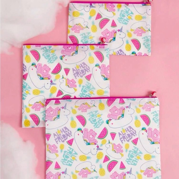 Care Bears 3pcs Cartoon Bear & Letter Graphic Storage Makeup Travel Bag Set - Picture 2 of 6